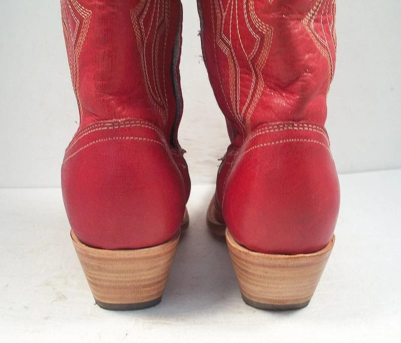 Женские сапоги вестерн Corral 9 M красные высокие сбоку на молнии с коротким носком - Изображение 4 из 4