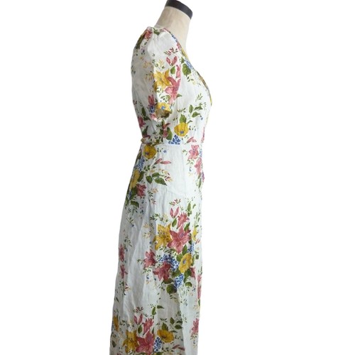 Reformation Weiss Linen Dress Chantilly Floral Garden Wrap Dress Size S - Picture 5 of 5