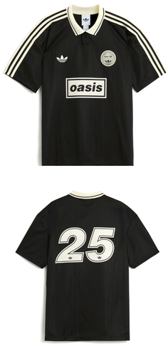 adidas x Oasis Tour Jacquard Jersey Logo Top Black Originals Retro Polo Men Size - 第 3/6 張圖片
