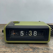 National TG02 Flip Alarm Clock Green Vintage Retro Japan Mid Century