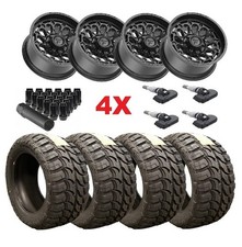 20x10 Gloss Black Wheel Tire Package 33 12.50 20 Mud Terrain Set