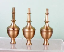 Set of Three Matching Original Pillar & Scroll Finials, Hollow, Seamed.