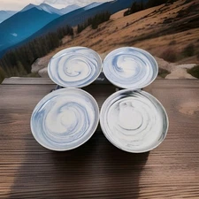 🌊4~Artisanal Kitchen Supply Coupe Swirl 8" Salad Plates –3 Blue, 1 Black🌊