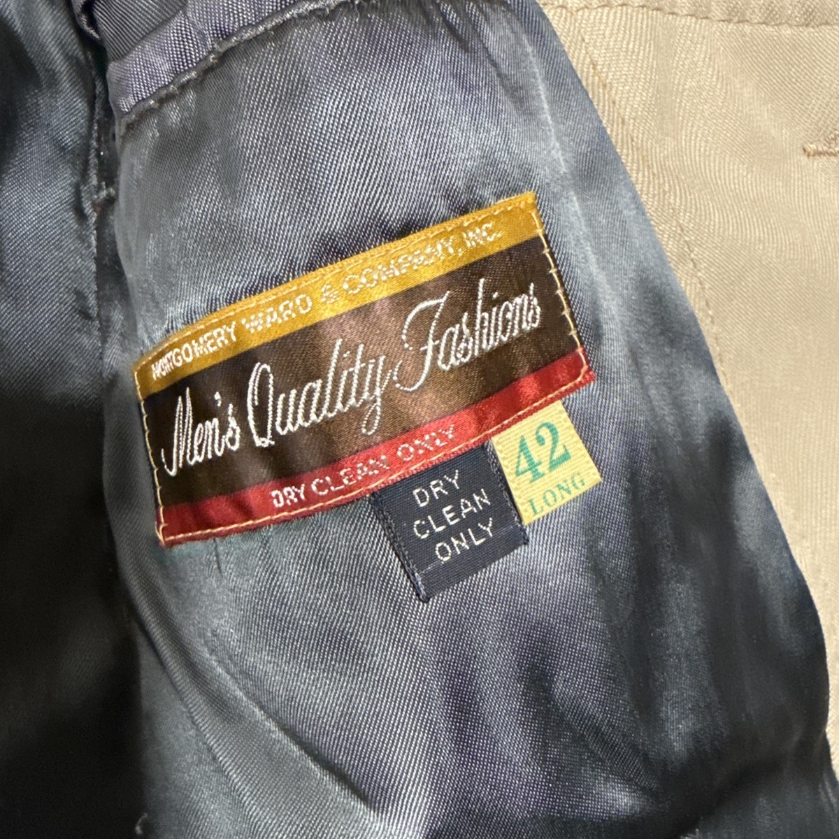 Vintage Montgomery Ward Trench Coat Adult Large 42 L Brown Faux