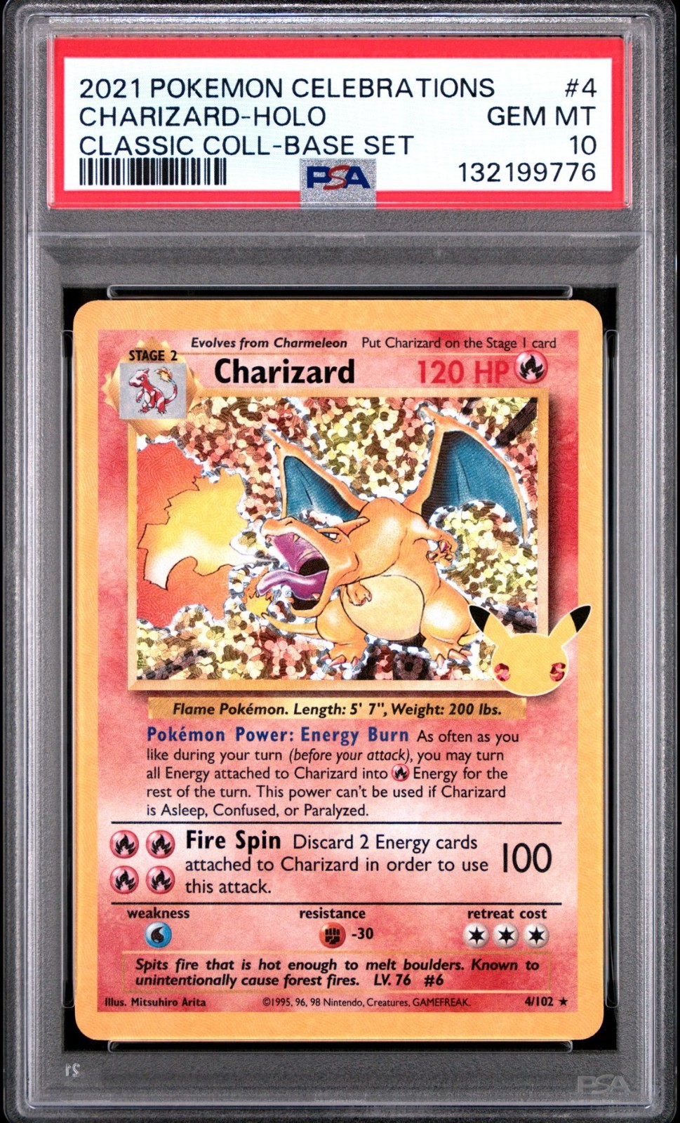 PSA 10 CHARIZARD 4/102 HOLO CELEBRATIONS CLASSIC COLLECTION POKEMON 🔥