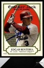 2005 Topps Cracker Jack #221b Edgar Renteria Auto Signed IP Mini Stickers