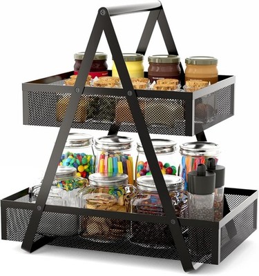 Tiered Snack Organizer Countertop Metal Kitchen Counter Organizer Small Coffee