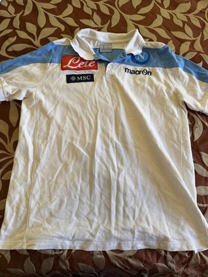 Macron Napoli Polo Shirt Men s XL White Jersey Football 2012-2013 Soccer Lete