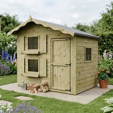 7x5 Wooden Playhouse Double Storey Shiplap Childrens Wendy House 7ftx5ft Waltons