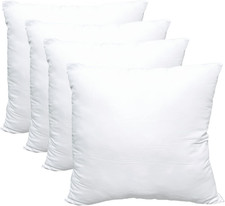 Luxury Pillow Inserts, Pack of 4, 18 X 18 Inches Hypoallergenic Ultra Soft White
