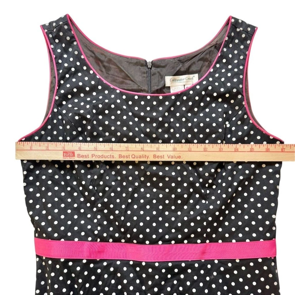 Coldwater Creek Women's Polka Dot Maxi Dress Size 8 Petite Vtg rockabilly USA - Image 4 of 4