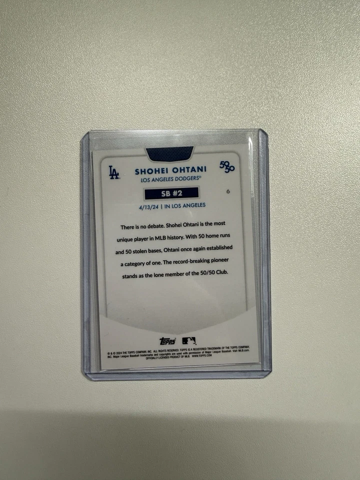 2024 Topps 50/50: Shohei Ohtani SB #2 Green 17/99 (NUMBER MATCH) - Image 2 of 2