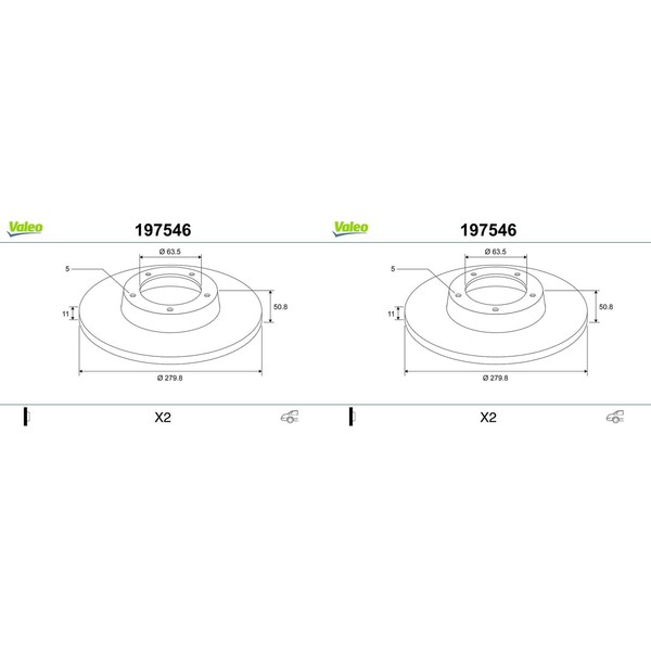 2X Valeo Bremsscheiben 280Mm Voll Hinten Passend FüR Ford C-MAX Grand Kuga Tourn-image