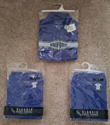 NWT Lot of 3 Boy's Short Sleeve School Uniform Polo Shirts Royal Blue Size 8