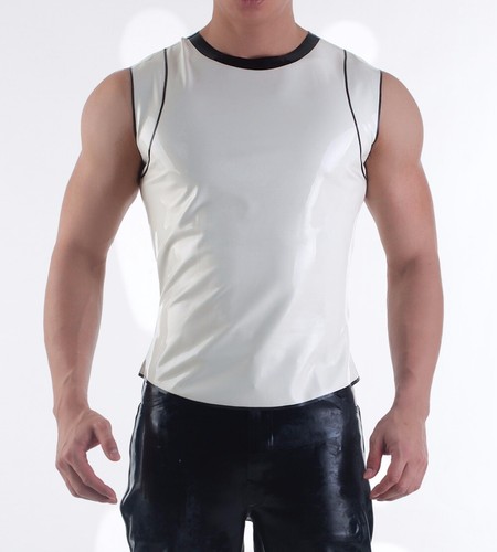 Latex T-shirts Sleeveless Tops No Zip 