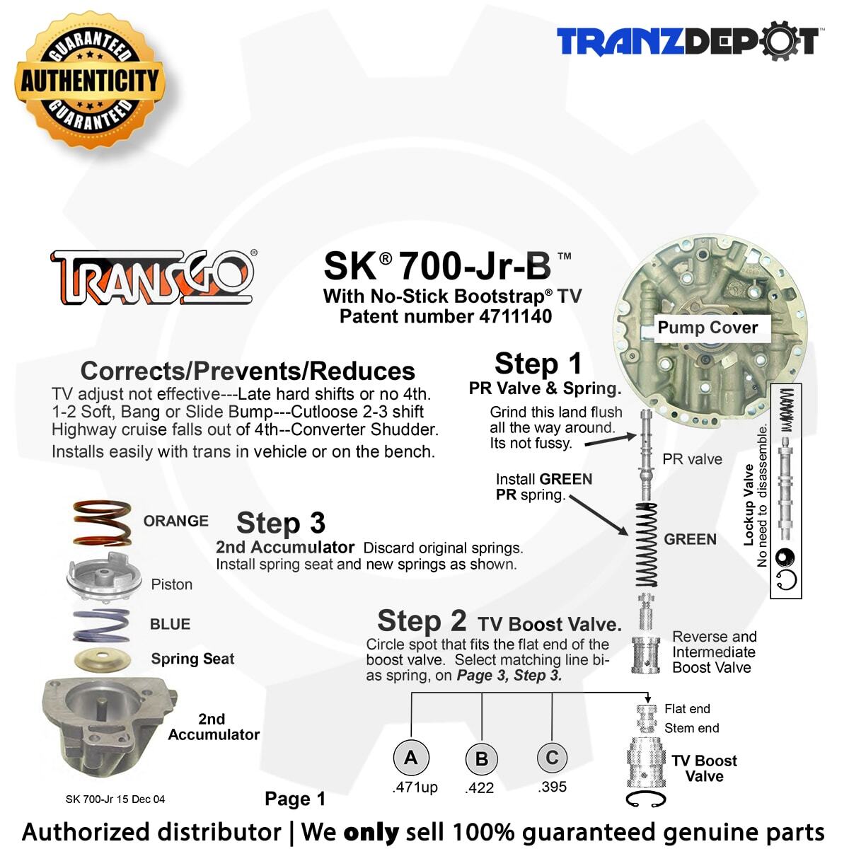 TransGo 700R4 Jr Shift Kit For Chevy GM 700-R4 Transmission - All Years