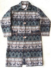 P L Greene’s Vintage Women's M Wool Coat Long Aspen Aztec Green Brown Southwest