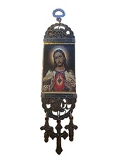 Jesus With Heart Woven Religious tapestry wall hanging orthodox catholic icon