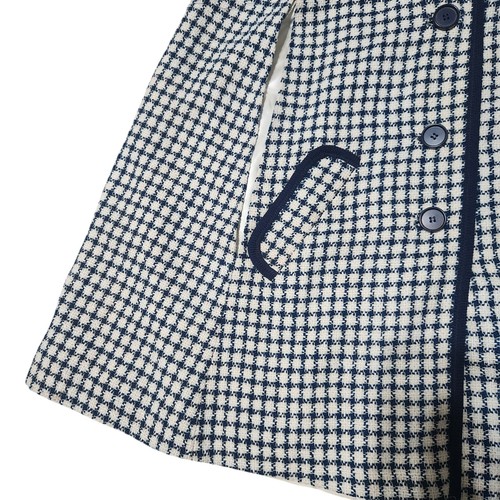 Vintage Juli De Roma Cape Coat Blue White Check Sherlock Trim Pockets + Belt - Picture 9 of 15