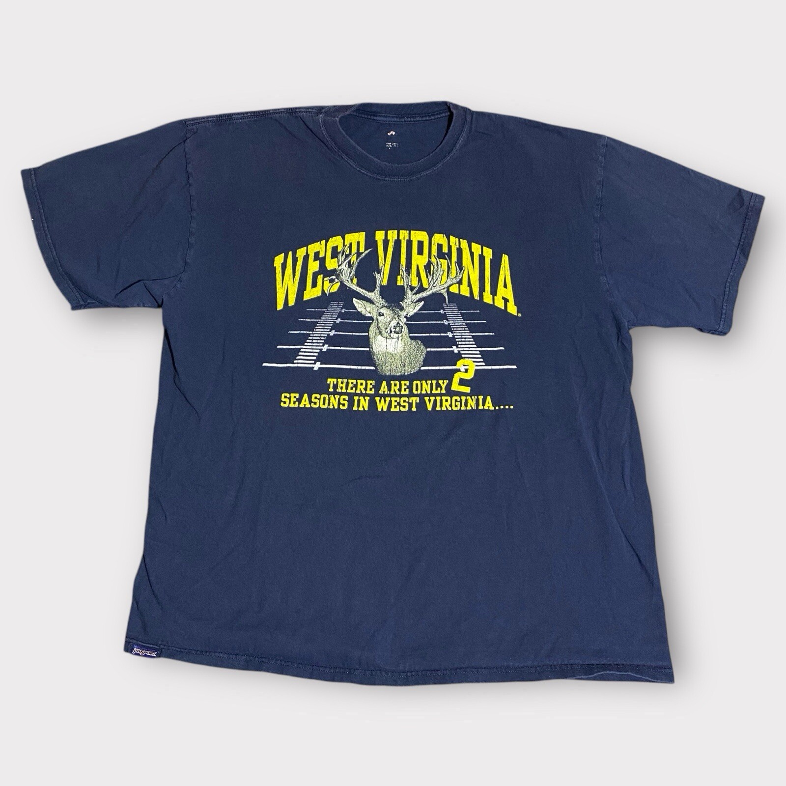 Vintage 90s WVU Mountaineers Football T-Shirt for Men in Navy