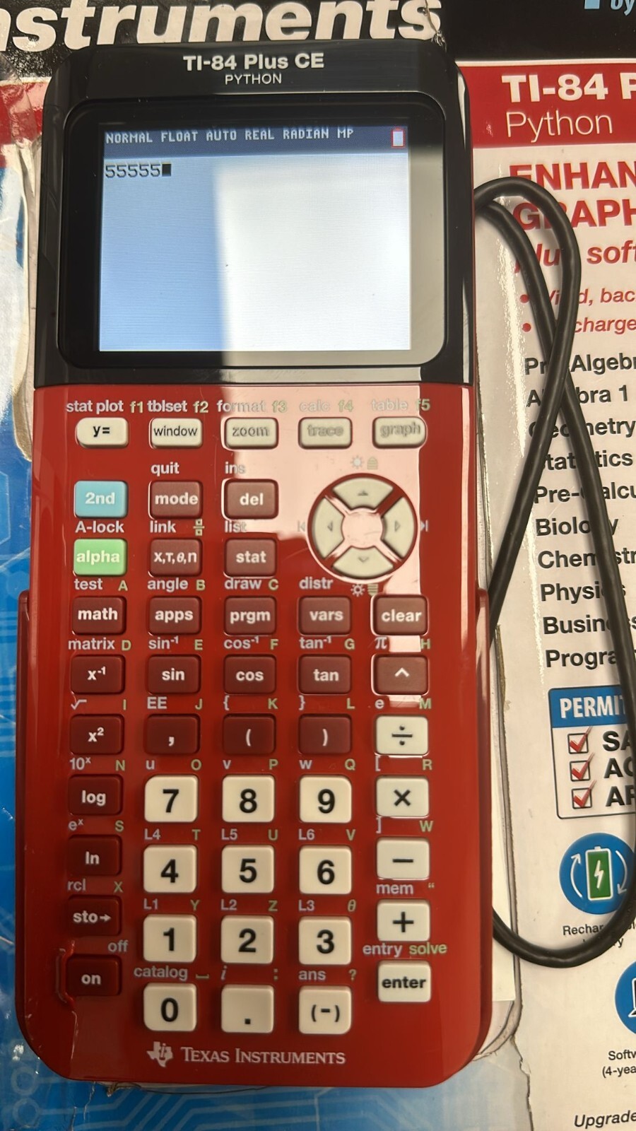 Texas Instruments TI84 Plus CE Color Graphing Calculator, Radical Red