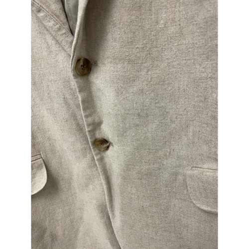 Perry Ellis Sport Coat Blazer Jacket Mens 46 Regular Linen Beige Single Breasted - Picture 4 of 7