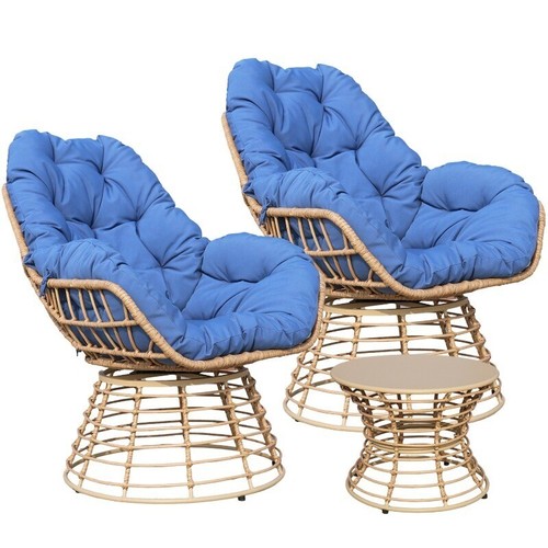 VIXLON Outdoor Furniture Patio Rattan Chair and Table Sets Garden Swivel Chairs - Picture 22 of 76