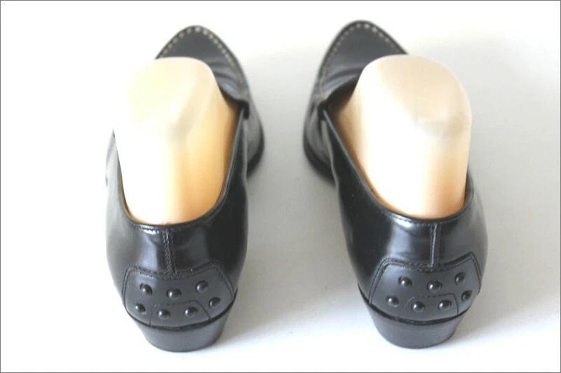 TOD'S Mocassins Pointues Tout Cuir Rigide Noir T 36.5 TBE - Photo 4/4