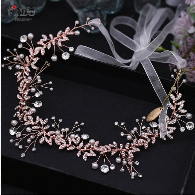 Botanic-inspired Crystals Pearls Bridal Headpiece Wedding Headband