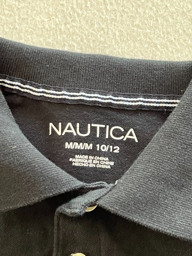 Nautica Polo Shirt Boys Medium Black Collared Short Sleeve Embroidered Logo - Picture 4 of 8