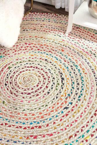 Cotton Rug Round Handmade Area Rug Living Room Rug, Indian Rug, Rustic Look Rug - Picture 1 of 6