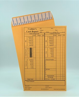 Cashier's Cash Report Envelopes HK960S 6'' X 9'' Peel & Seal, 28lb. Kraft, 500/Ct