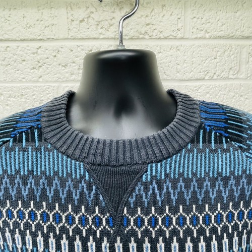 MOSSIMO Sz M Blue Geometric Crewneck Chunky Pullover Sweater Grandpacore • Good‼ - Picture 3 of 9