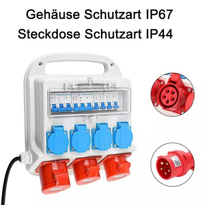 BAUSTROMVERTEILER WANDVERTEILER MIT BALS CEE DOSE KOMPLETT 1x32A 2x16A MIT LS *