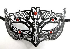 Male Small Black Red Laser Cut Venetian Masquerade Metal Filigree Mask Men Boys