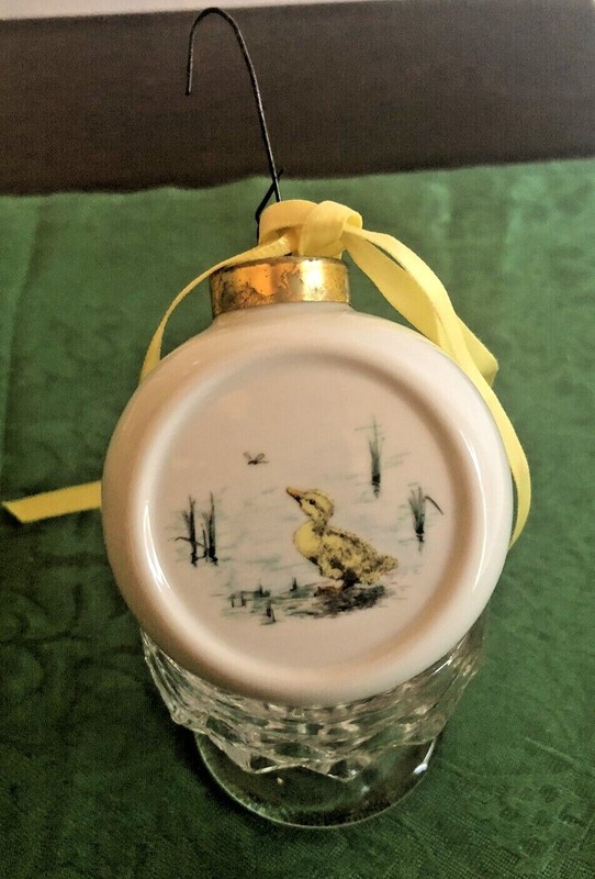 Richard E. Bishop "Ducklings" Art Porcelain Ornament with Hook and Ribbon - 1989