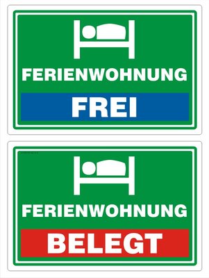 2 x Ferienwohnung FREI - BELEGT Pension Hinweisschild Schild Nr. 3194D