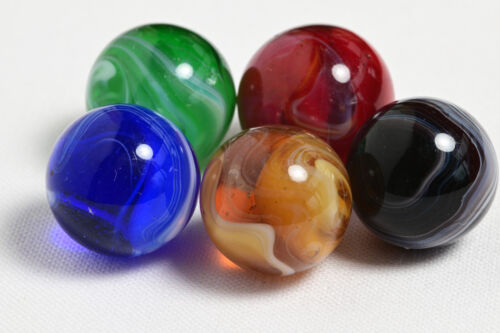 5 Akro Agate Slag Marbles Vintage American Machine Made 1920s - 1950s 5/8'' 16mm - Picture 10 of 12