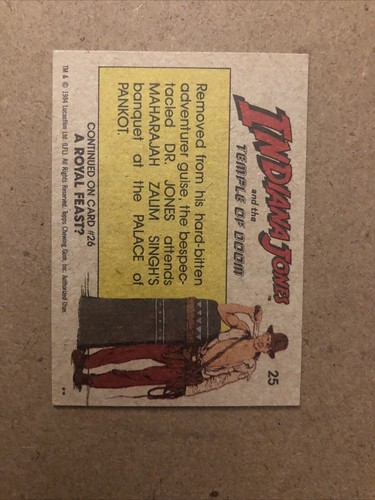 Indiana Jones Temple of Doom Trading Topps 1984 Cards #25 - Picture 2 of 2
