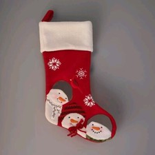 Snowman Friends and Cardinal Christmas Stocking Thick Red Fleece Kohls