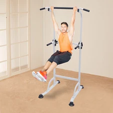 Adjustable Dip Station Chin Up Bar Power Tower Pull Push Home Strength Gym Fitne
