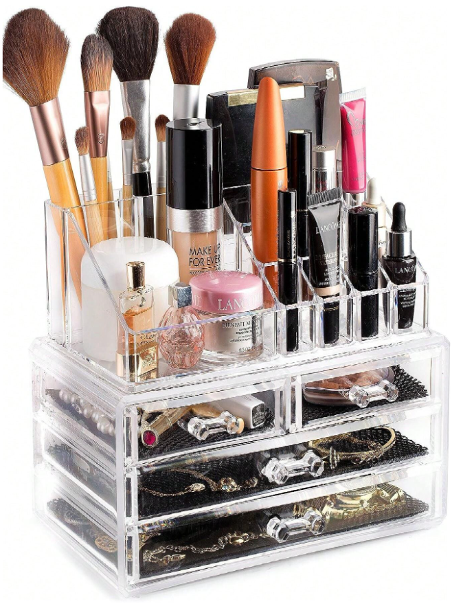 2pc Acrylic Cosmetic Makeup Organizer & Jewelry Drawer Storage Box Display  Case | eBay