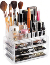 2pc Acrylic Cosmetic Makeup Organizer  Jewelry Drawer Storage Box Display Case