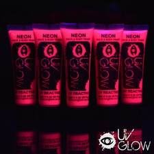UV Glow Neon Face Paint Body Paint 10ml - Set of 5 - Fluorescent Festival Makeup