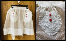 Vintage Lace Kitchen Apron with Red Rose Heart Flower Pockets Dacron Polyester