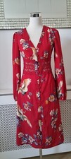 Boohoo Red Victorian Oriental Chinese Japanese Fusion Crochet  Dress Size 8