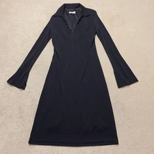 Vintage Holt Renfrew Midi Dress UK 10 Women's Black US 6 Lined Long-Sleeve