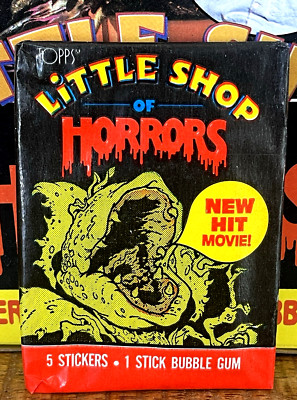 1986 TOPPS LITTLE SHOP OF HORRORS Hit Movie PACK 5 Sticker / Cards 1 Gum SEALED!