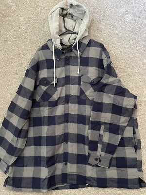 Boulder Creek Men s Blue Plaid Removeable Hood Long Sleeve Jacket Size 4XL Big