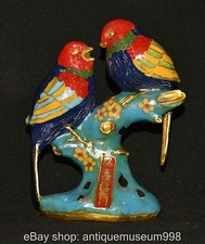 8,4" Qing Qianlong markiert Kupfer Cloisonne Mandarin Ente Vogel Skulptur